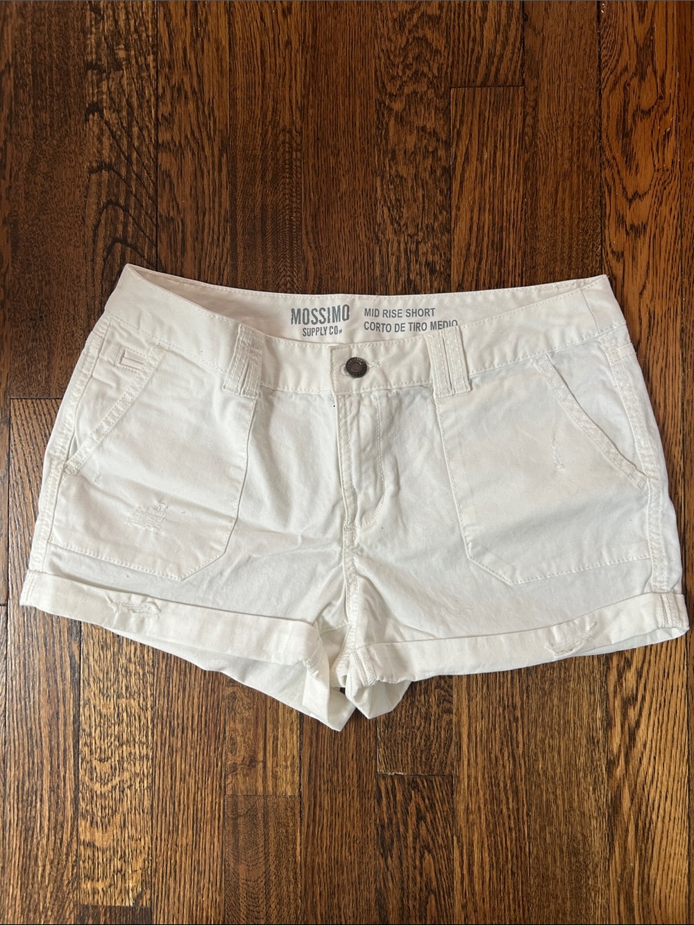 Mossimo Supply Co. White Mid-Rise Cuffed Women's Shorts